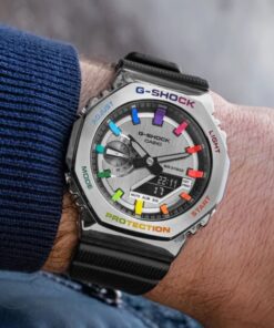 G-shock Gm 2100 Stainless Steel Rainbow Black Strap Watch